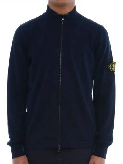 Soft Cotton Knit Zip-Up Jacket Navy - STONE ISLAND - BALAAN 2