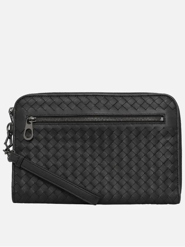 Intrecciato Documents Zipper Clutch Bag Black - BOTTEGA VENETA - BALAAN 4