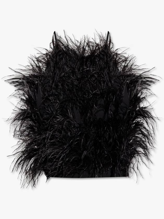 Cult Gaia ‘Joey’ Top With Ostrich Feathers, Women's, Black - CULT GAIA - BALAAN 1