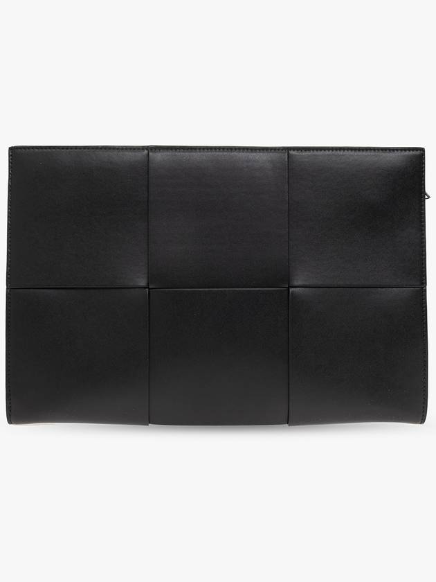 Maxi Intrecciato Leather Clutch Bag Black - BOTTEGA VENETA - BALAAN 4