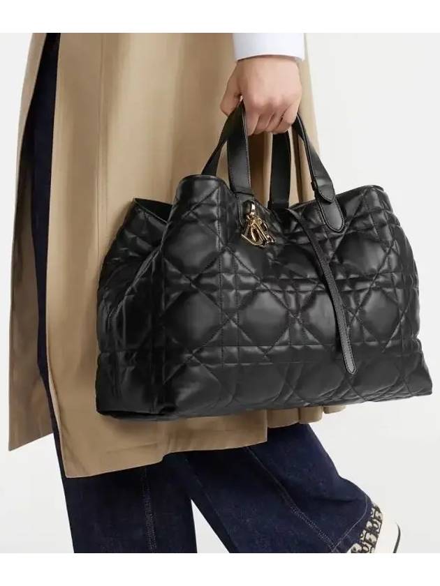 Macrocannage Calfskin Large Toujours Tote Bag Black - DIOR - BALAAN 3