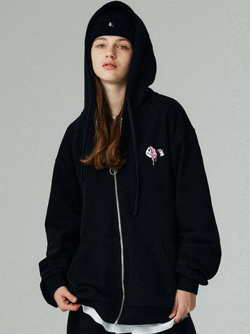 Unisex Graffiti Printing Hooded Zip-Up Black - LMN3011 - BALAAN 1