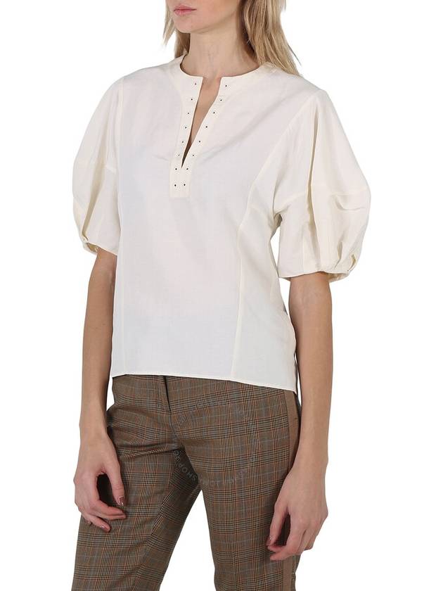 puff sleeve V-neck blouse iconic milk - CHLOE - BALAAN 3