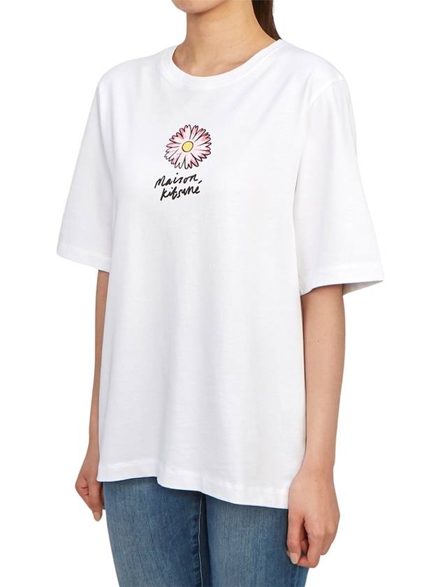 Floating Flower Cotton Short Sleeve T-Shirt White - MAISON KITSUNE - BALAAN 3