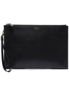 Flat Leather Clutch Bag Black - TOM FORD - BALAAN 3