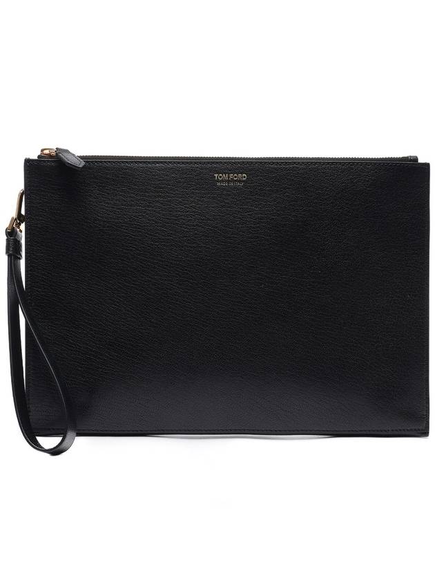 Flat Leather Clutch Bag Black - TOM FORD - BALAAN 3