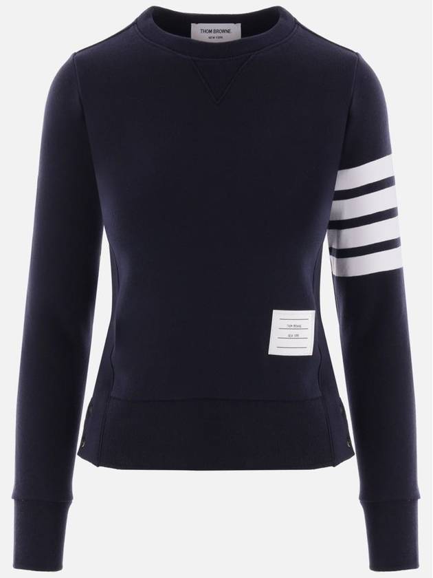 Engineered 4 Bar Stripe Loopback Jersey Knit Crewneck Sweatshirt Navy - THOM BROWNE - BALAAN 5