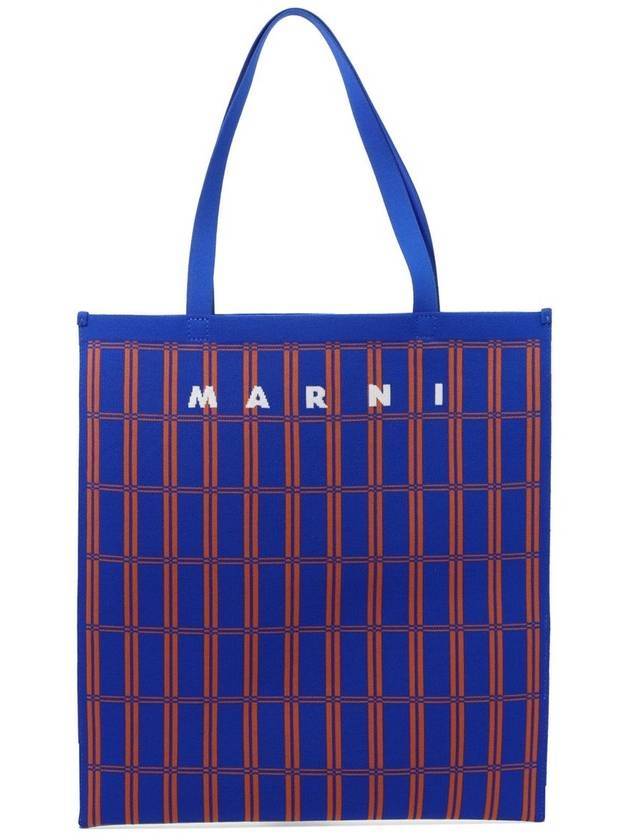 Logo Jacquard Tote Bag Blue - MARNI - BALAAN 1