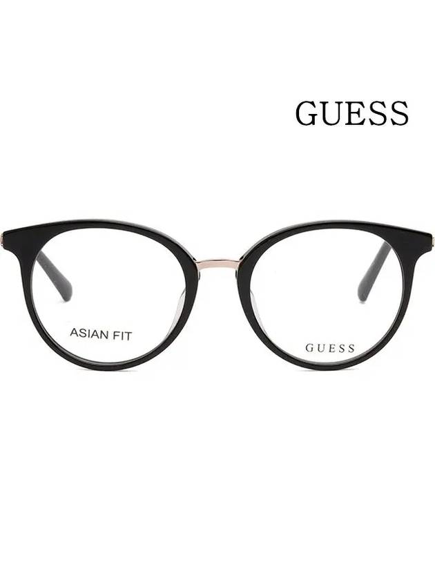 Glasses frame GU2845D 001 round black horn rim Asian fit - GUESS - BALAAN 3