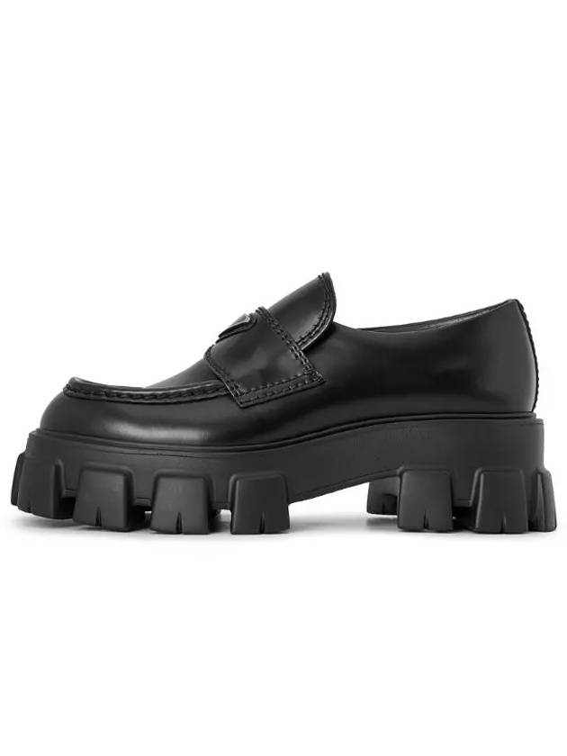 Monolith Brushed Leather Loafers Black - PRADA - BALAAN 3