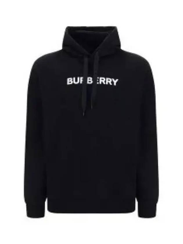 Logo Print Cotton Hoodie Black - BURBERRY - BALAAN 2