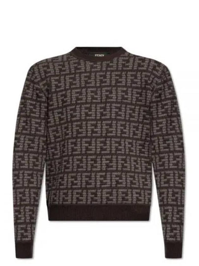 Men's Monogram Intarsia Knit Top Grey - FENDI - BALAAN 2