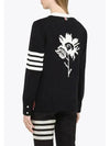 Cotton Jersey Flower 4 Bar V Neck Cardigan Navy - THOM BROWNE - BALAAN 6