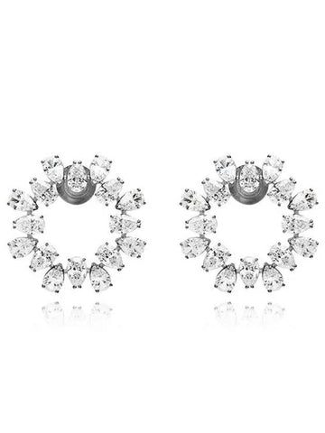 Matrix Pear Cut Crystal Hoop Earrings White - SWAROVSKI - BALAAN 1