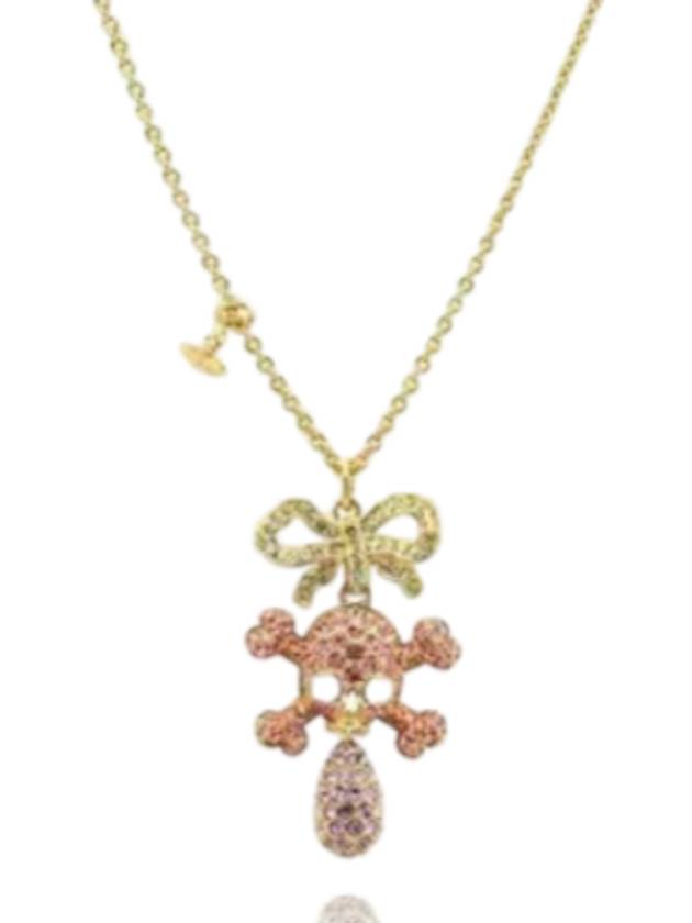 Women Faustine Skull Pendant Crystal Necklace Gold - VIVIENNE WESTWOOD - BALAAN 1