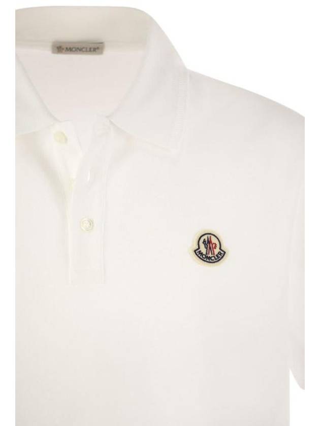 Logo Patch Short Sleeve Polo Shirt White - MONCLER - BALAAN 5