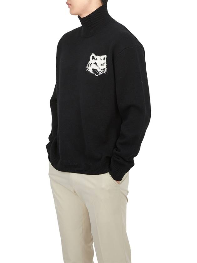 Fox Head Intarsia Comfort Turtleneck Black - MAISON KITSUNE - BALAAN 5