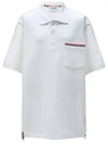 RWB Pocket Interlock Cotton Short Sleeve Polo Shirt White - THOM BROWNE - BALAAN 2