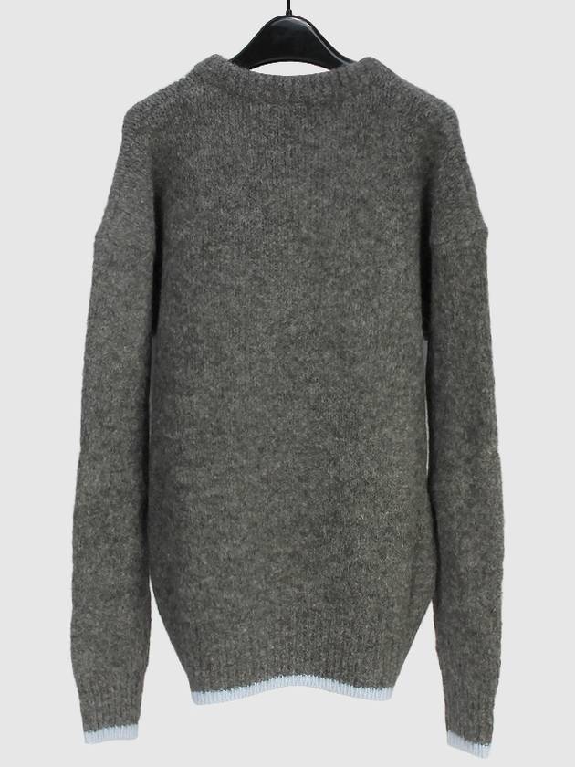 Men's MK Patch Oversized Alpaca Wool Knit Top Grey Melange - MAISON KITSUNE - BALAAN 3