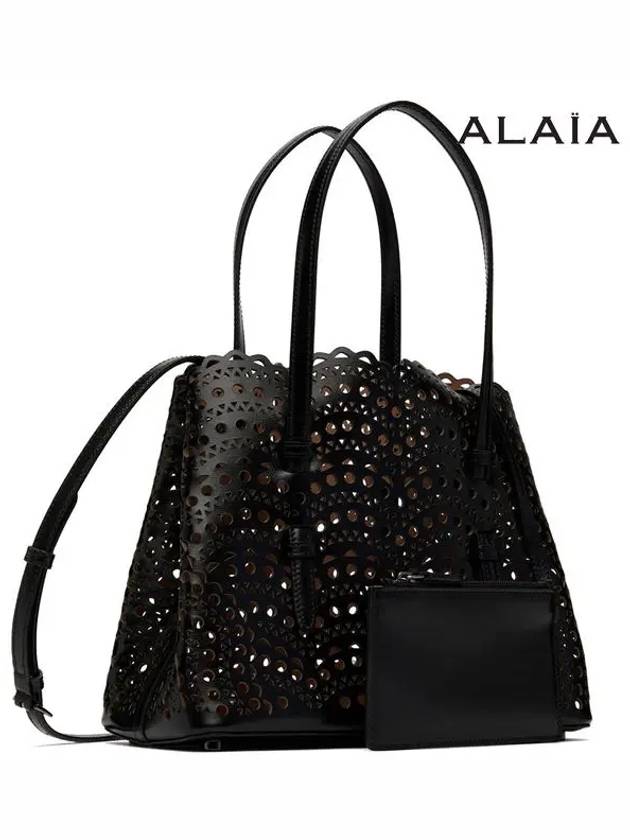 Mina 25 Wave Lux Calfskin Tote Bag Black - ALAIA - BALAAN 4