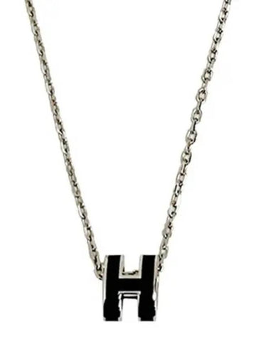 Mini Pop Ashnoir Palladium Hardware Silver Chain Necklace 270985 - HERMES - BALAAN 1