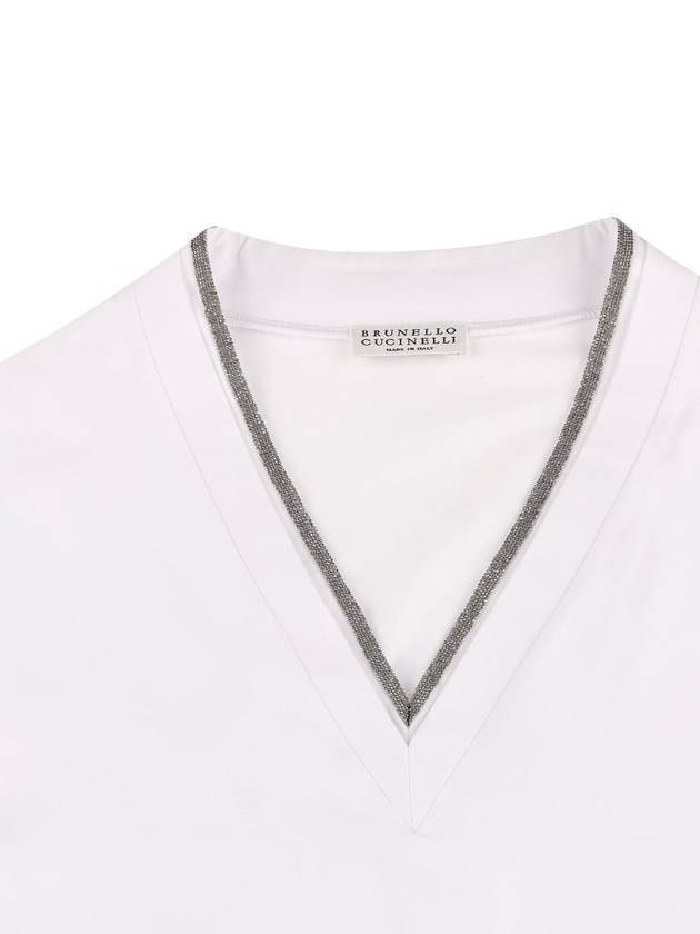 Monilli V-Neck Short Sleeve T-Shirt White - BRUNELLO CUCINELLI - BALAAN 4