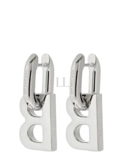 B Logo XL Earrings Silver - BALENCIAGA - BALAAN 2