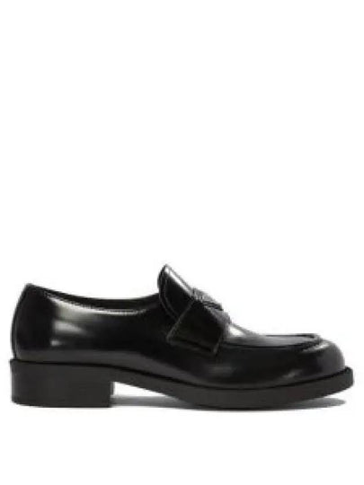 Triangle Logo Brushed Leather Loafer Black - PRADA - BALAAN 2