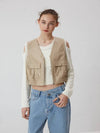 Vneck cargo vest BEIGE - REAL ME ANOTHER ME - BALAAN 2