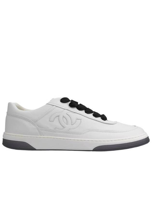 CC Logo Calfskin Low Top Sneakers White - CHANEL - BALAAN 1