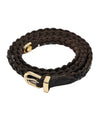 Slim Point Woven Leather Belt Brown - SORRY TOO MUCH LOVE - BALAAN 1