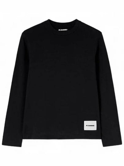 Logo Patch Crew Neck Cotton Long Sleeve T-Shirt Black - JIL SANDER - BALAAN 2