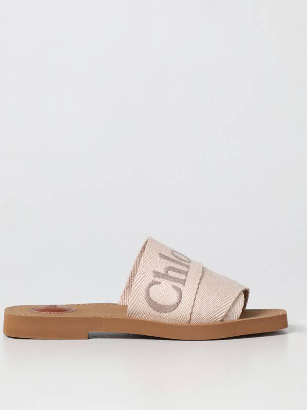 Woody Chlo&eacute; sandals in canvas with embroidered logo - CHLOE - BALAAN 1