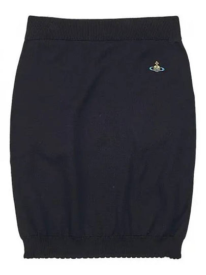 Women's ORB Logo Knit Bea Mini H Line Skirt Black - VIVIENNE WESTWOOD - BALAAN 2