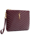 Matelasse Monogram Logo Strap Clutch Bag Burgundy - SAINT LAURENT - BALAAN 3