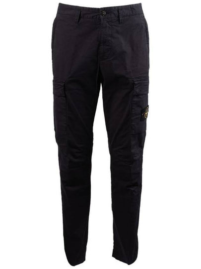 Stretch Cotton Gabardine Garment Dyed Cargo Straight Pants Navy - STONE ISLAND - BALAAN 2