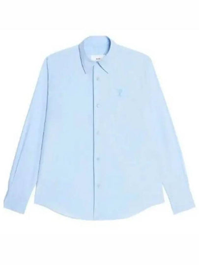 Hidden Button Long Sleeve Shirt Sky Blue - AMI - BALAAN 2