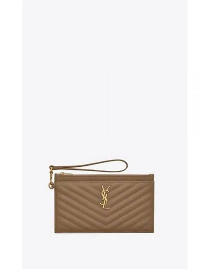 Cassandre Matelasse Large Zipped Clutch Bag Taupe - SAINT LAURENT - BALAAN 2