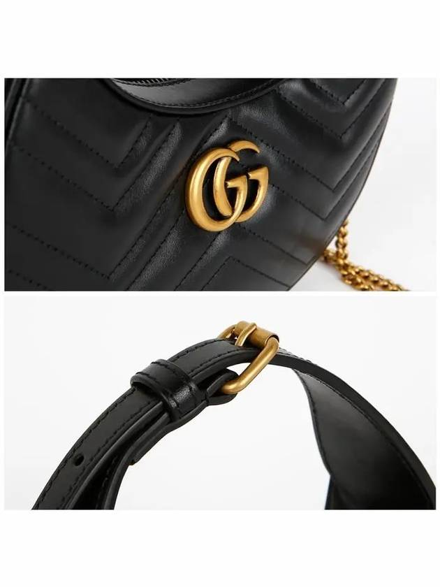 GG Marmont Half Moon Mini Bag Black - GUCCI - BALAAN 5