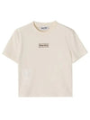 Logo Patch Crop Cotton Short Sleeve T-shirt Light Beige - MIU MIU - BALAAN 6