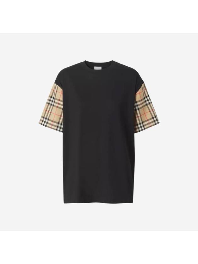 Vintage Check Sleeve Cotton Oversized T-shirt Black - BURBERRY - BALAAN 2