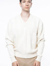 Men s M243TP07IV Dense Cable V neck Knit Ivory - CHANCE'S NOI - BALAAN 2