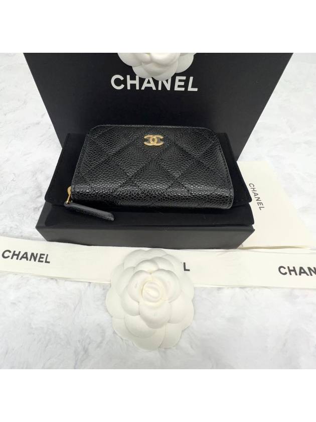 Classic Zipped Coin Purse Grained Calfskin & Gold Black - CHANEL - BALAAN 7