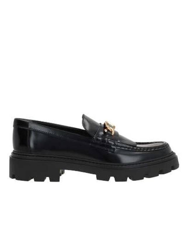 Leather Fringe Loafers Black - TOD'S - BALAAN 3