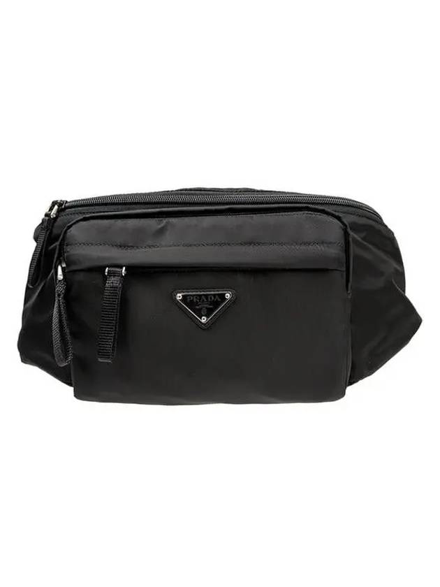 Testo Triangle Logo Nylon Belt Bag Black - PRADA - BALAAN 2