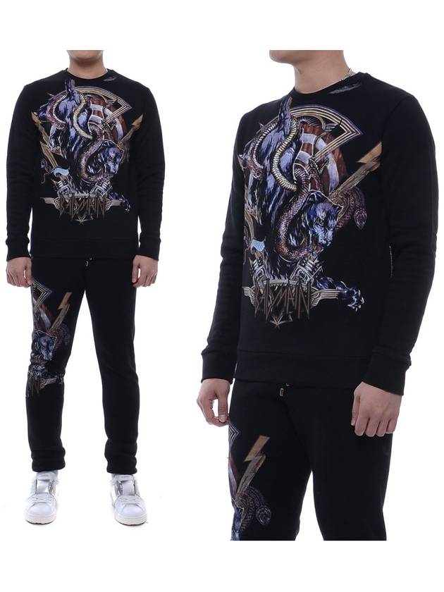 Men's Snake Fencer Printing Sweatshirt Black - BALMAIN - BALAAN 2