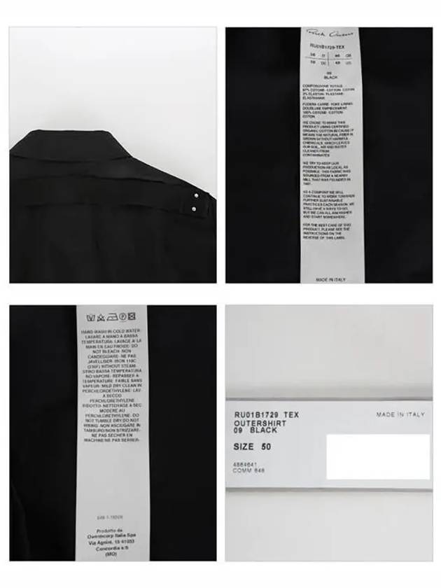 Button Cotton Shirt Jacket Black - RICK OWENS - BALAAN 6