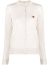 Fox Head Patch Knit Wool Cardigan Ecru - MAISON KITSUNE - BALAAN 2