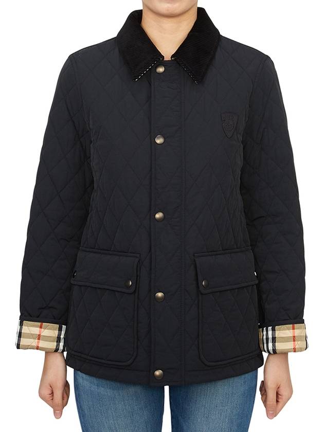 Corduroy Collar Quilted Jacket Black - BURBERRY - BALAAN 2