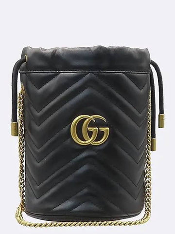 575163 Black leather GG Marmont mini bucket cross bag - GUCCI - BALAAN 1